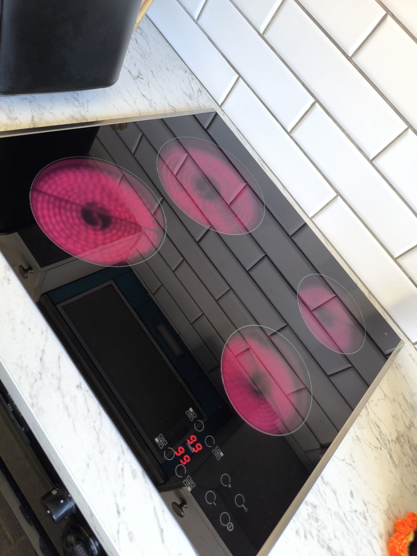 New ceramic hob installed and glowing red